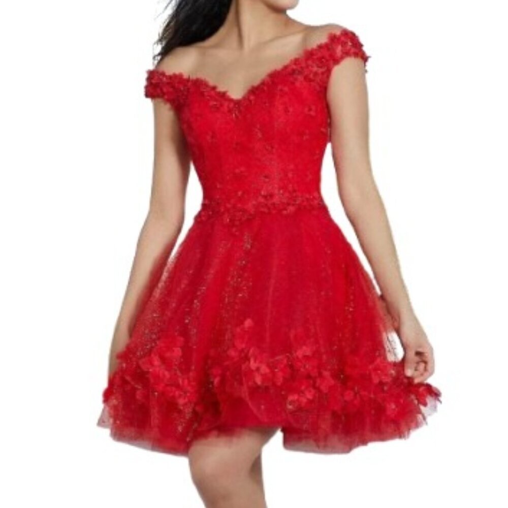 SALE NWT Mori Lee 9600 Tulle Cocktail Dress Scarlet Size 4